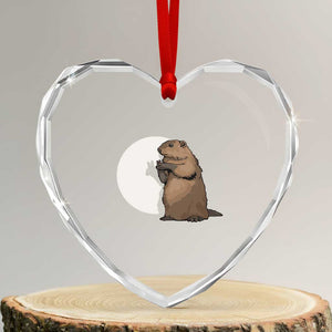 Groundhog Shadow Meteorlogy Heart Crystal Glass Ornament Woodchuck Puppet Funny Gift TS02 Transparent Glass 3'' Heart Print Your Wear