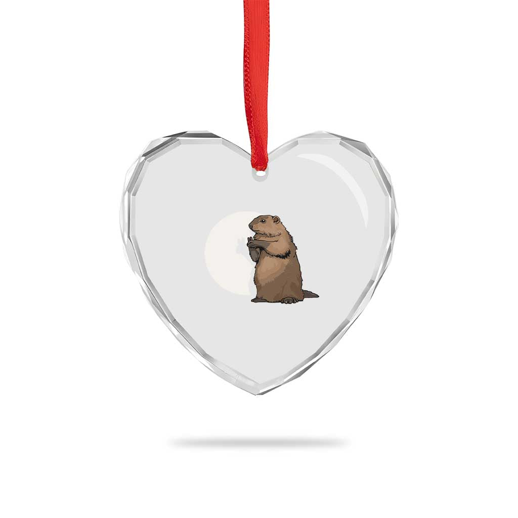 Groundhog Shadow Meteorlogy Heart Crystal Glass Ornament Woodchuck Puppet Funny Gift TS02 Print Your Wear