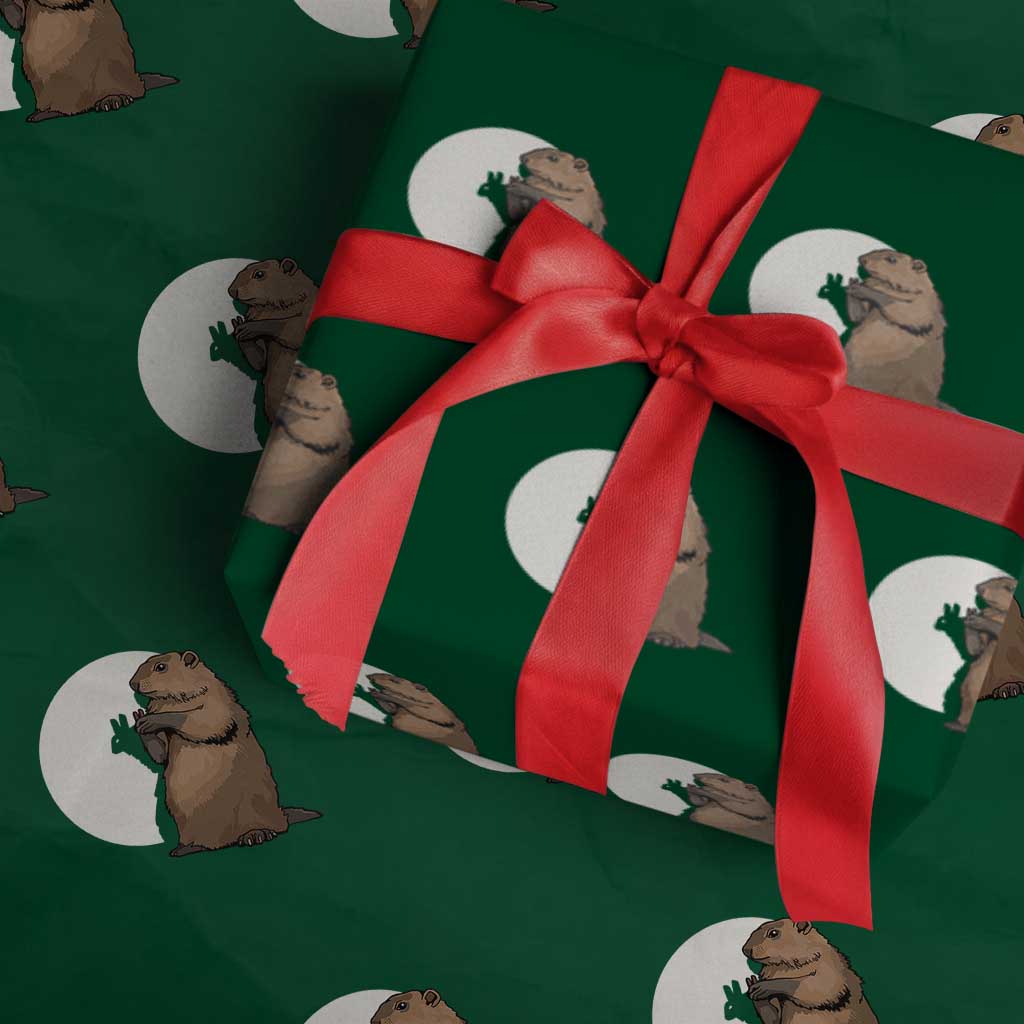 Groundhog Shadow Meteorlogy Wrapping Paper Roll Woodchuck Puppet Funny Gift TS02 Green Print Your Wear