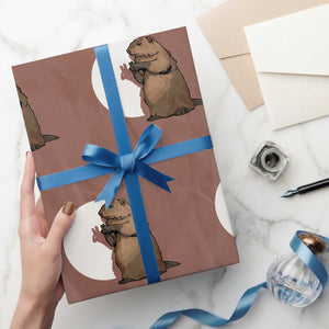 Groundhog Shadow Meteorlogy Wrapping Paper Roll Woodchuck Puppet Funny Gift TS02 Mocha Print Your Wear