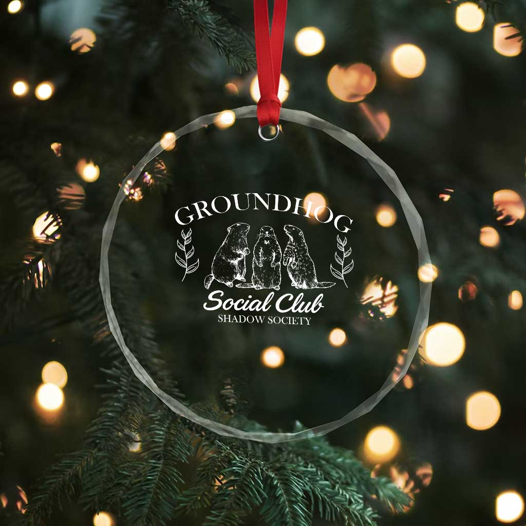 Groundhog Social Club Crystal Glass Ornament Shadow Society Funny Woodchuck TS02 Print Your Wear