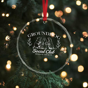 Groundhog Social Club Crystal Glass Ornament Shadow Society Funny Woodchuck - Print Your Wear