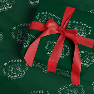 Groundhog Social Club Wrapping Paper Roll Shadow Society Funny Woodchuck TS02 Green Print Your Wear