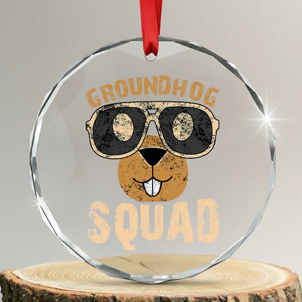 Groundhog Squad Crystal Glass Ornament Cute Woodchuck Happy Groundhog Day - Print Your Wear