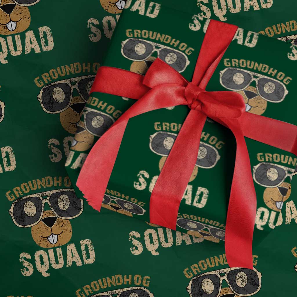 Groundhog Squad Wrapping Paper Roll Cute Woodchuck Happy Groundhog Day TS02 Green Print Your Wear