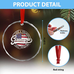 Grumpa Like Regular Grandpa Only Grumpier Crystal Glass Ornament Funny Grandfather Grandpa American Flag TS10 Print Your Wear