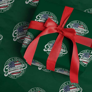 Grumpa Like Regular Grandpa Only Grumpier Wrapping Paper Roll Funny Grandfather Grandpa American Flag TS10 Green Print Your Wear