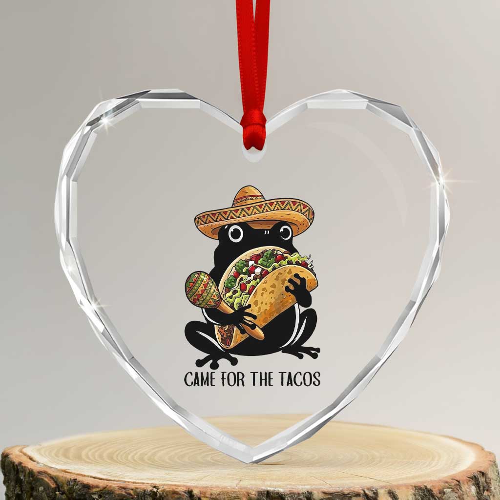 Grumpy Frog Cinco De Mayo Heart Crystal Glass Ornament Came For The Tacos TS12 Transparent Glass 3'' Heart Print Your Wear