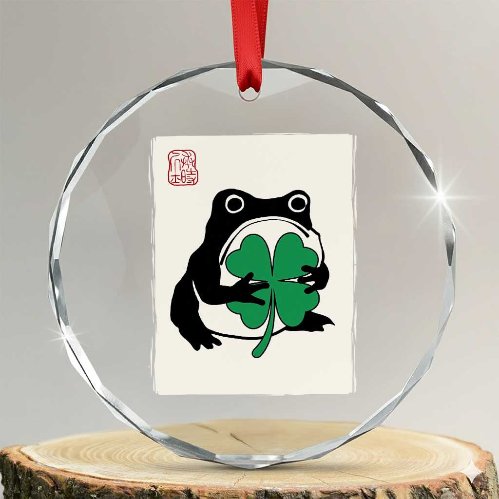 Grumpy Frog Japanese Crystal Glass Ornament St Patricks Day Gift TS12 Transparent Glass 3'' Circle Print Your Wear