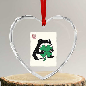 Grumpy Frog Japanese Heart Crystal Glass Ornament St Patricks Day Gift TS12 Transparent Glass 3'' Heart Print Your Wear