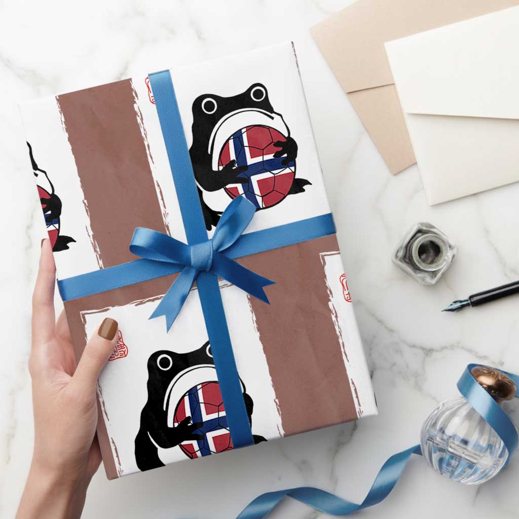 Grumpy Frog Norway Soccer Fan Wrapping Paper Roll Japanese Style Match Day TS12 Mocha Print Your Wear