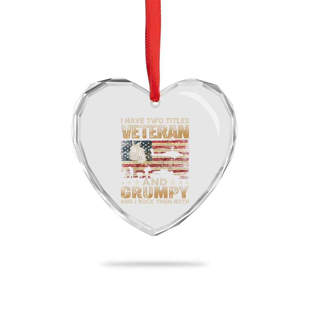 Grumpy Old Veteran Heart Crystal Glass Ornament Funny Military Veteran USA Flag TS10 Print Your Wear