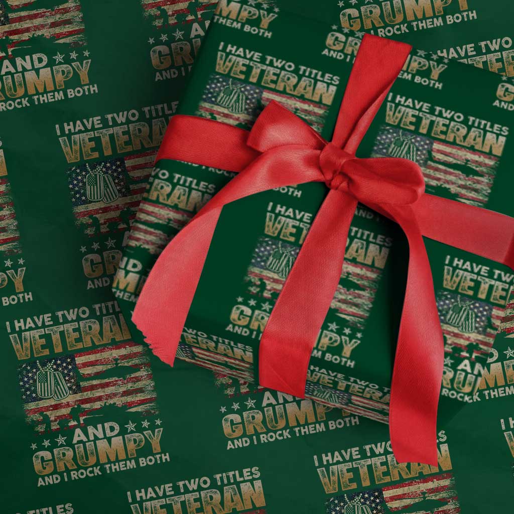 Grumpy Old Veteran Wrapping Paper Roll Funny Military Veteran USA Flag TS10 Green Print Your Wear