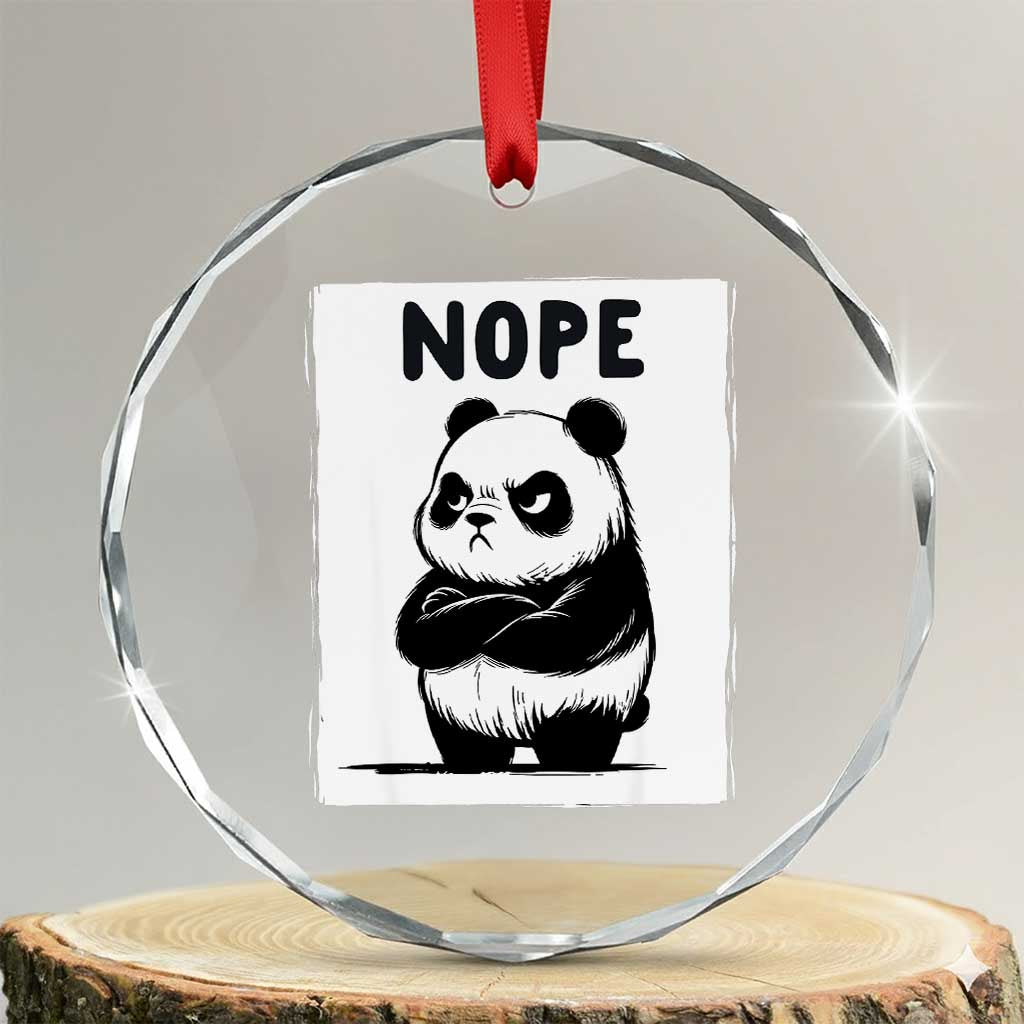 Grumpy Panda Says Nope Crystal Glass Ornament Japanese Aesthetic Panda Bear Graphic TS12 Transparent Glass 3'' Circle Print Your Wear