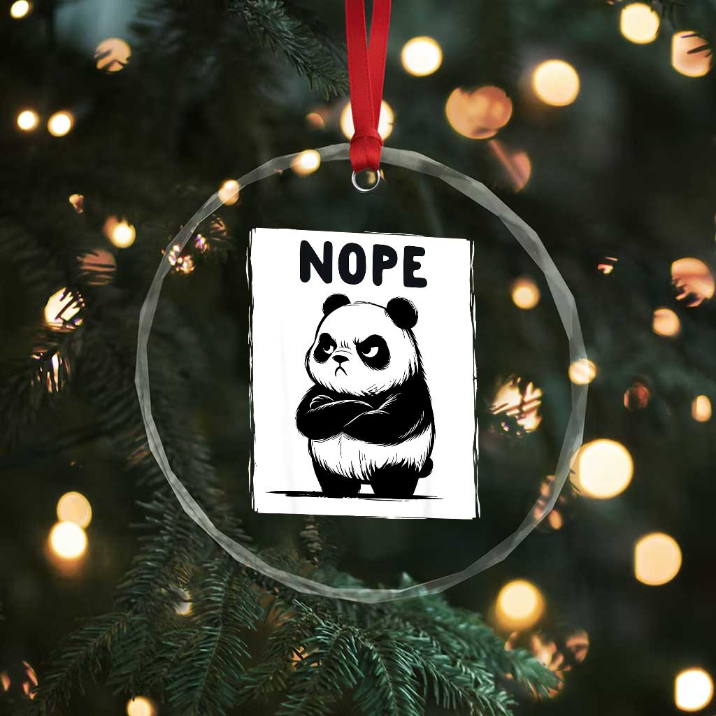 Grumpy Panda Says Nope Crystal Glass Ornament Japanese Aesthetic Panda Bear Graphic TS12 Print Your Wear