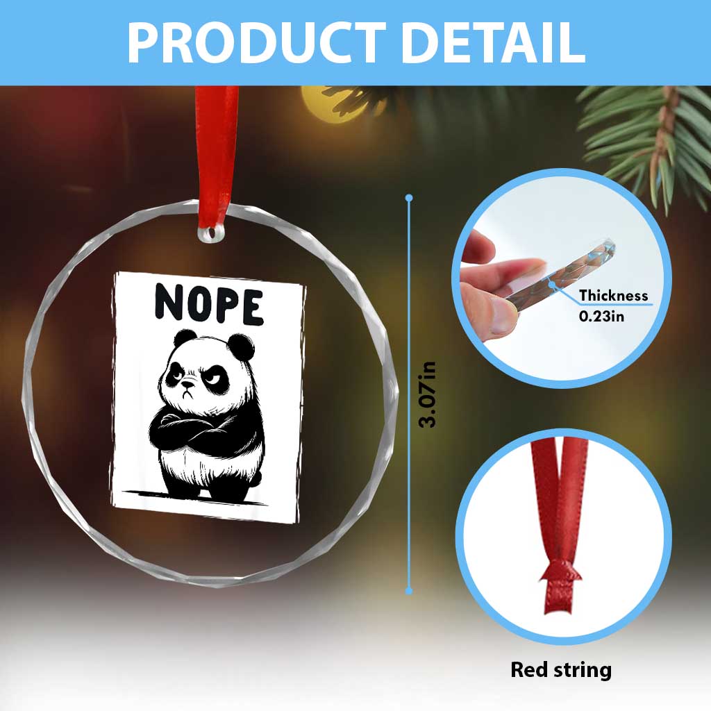 Grumpy Panda Says Nope Crystal Glass Ornament Japanese Aesthetic Panda Bear Graphic TS12 Print Your Wear