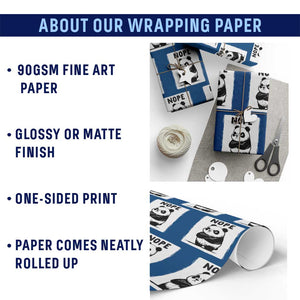 Grumpy Panda Says Nope Wrapping Paper Roll Japanese Aesthetic Panda Bear Graphic TS12 Print Your Wear
