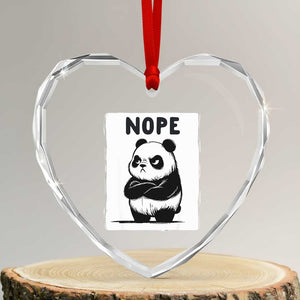 Grumpy Panda Says Nope Heart Crystal Glass Ornament Japanese Aesthetic Panda Bear Graphic TS12 Transparent Glass 3'' Heart Print Your Wear