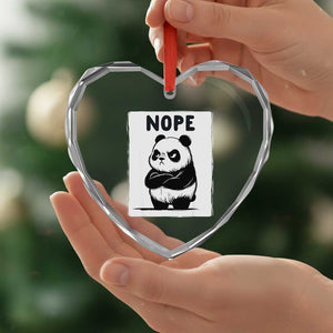 Grumpy Panda Says Nope Heart Crystal Glass Ornament Japanese Aesthetic Panda Bear Graphic TS12 Print Your Wear