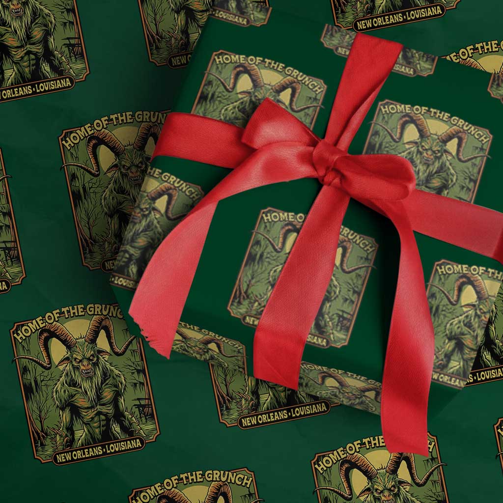 Grunch Road Monster Wrapping Paper Roll Home Of The Grunch Nola Louisiana TS11 Green Print Your Wear
