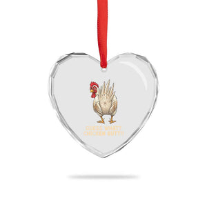 Guess What Chicken Butt Joke Heart Crystal Glass Ornament Funny Chicken Lover Graphic TS12 Print Your Wear