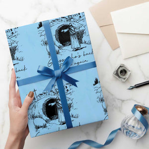 Guess Who's Back Back Again Wrapping Paper Roll Funny Easter Jesus Christian TS14 Light Blue Print Your Wear