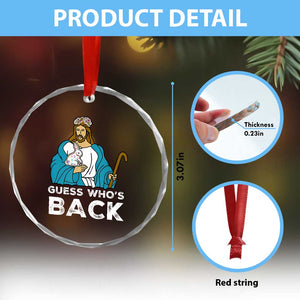 Guess Whos Back Crystal Glass Ornament Funny Religious Jesus Back Cute Bunny TS10 Print Your Wear