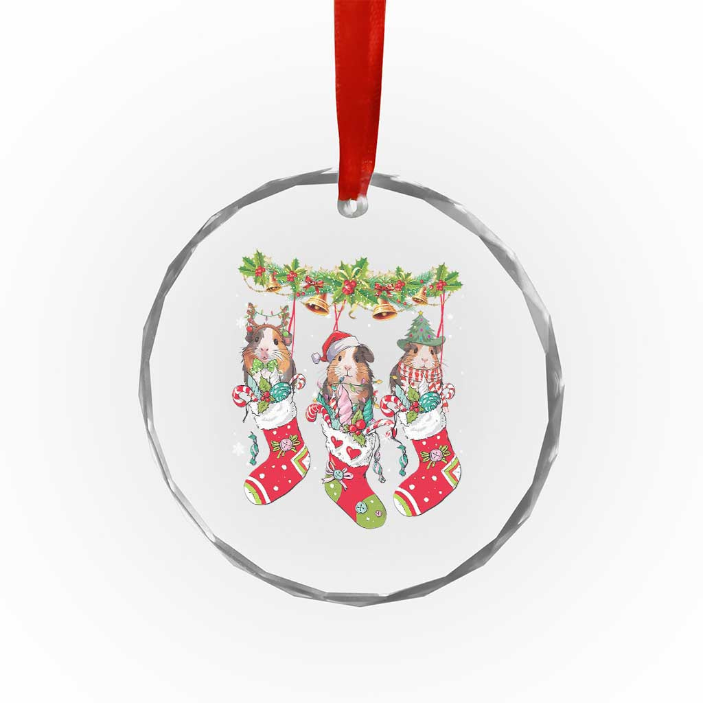 Guinea Pig In Xmas Socks Cute Santa Hat Crystal Glass Ornament TS09 Print Your Wear
