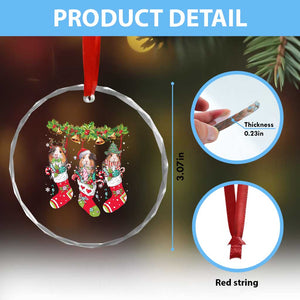 Guinea Pig In Xmas Socks Cute Santa Hat Crystal Glass Ornament TS09 Print Your Wear
