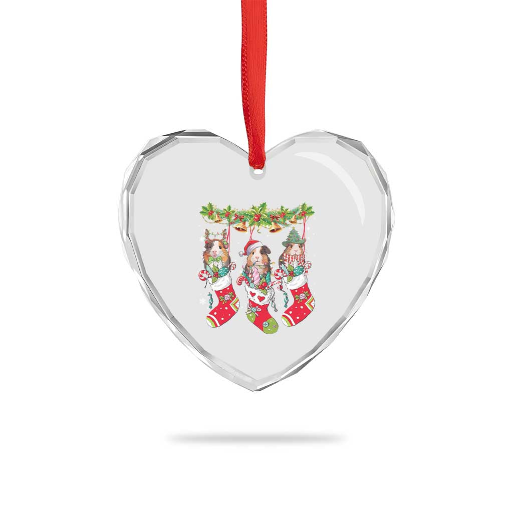 Guinea Pig In Xmas Socks Cute Santa Hat Heart Crystal Glass Ornament TS09 Print Your Wear