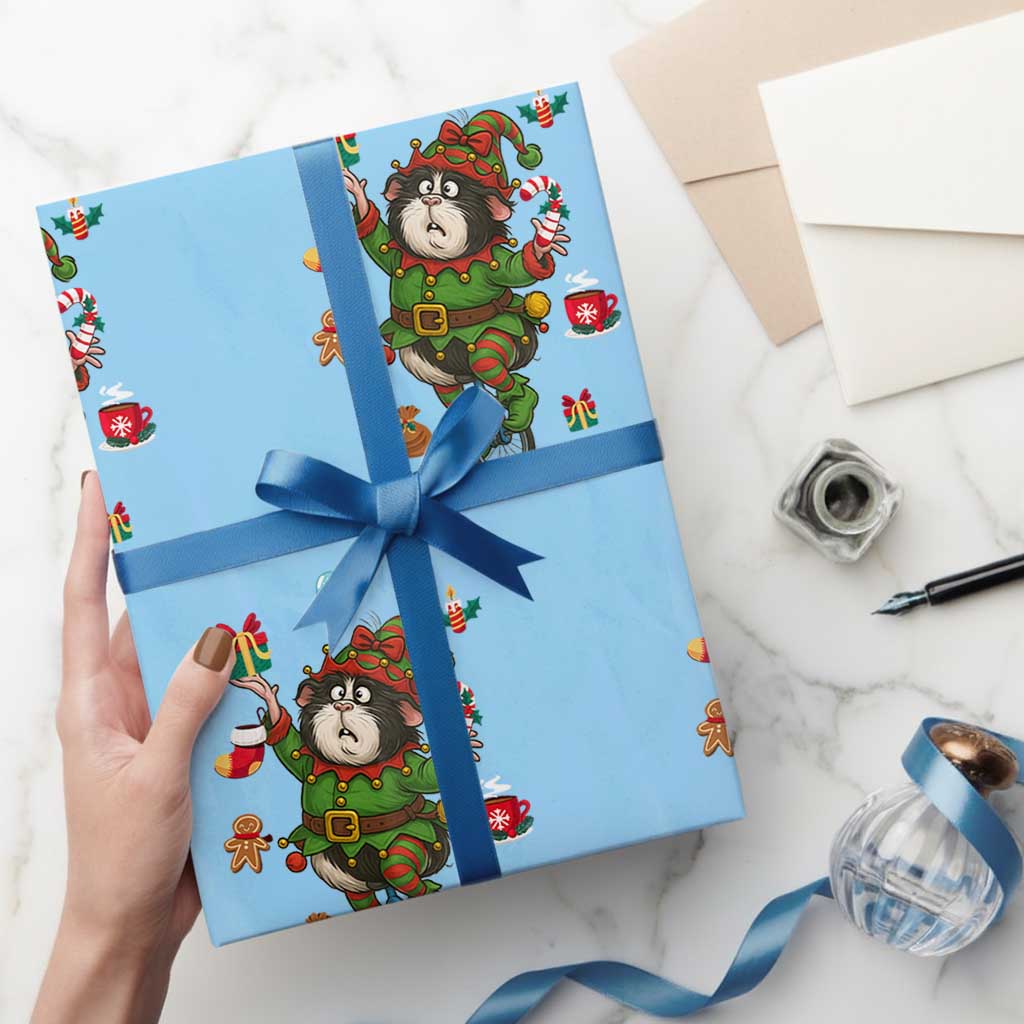 Guinea Pig Master Juggler Wrapping Paper Roll Funny Christmas Cavy Lover Gift TS12 Light Blue Print Your Wear
