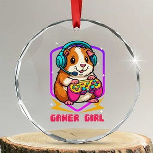 Guinea Pig Video Game Rodent Lover Crystal Glass Ornament Funny Gamers Girl Gift TS12 Transparent Glass 3'' Circle Print Your Wear