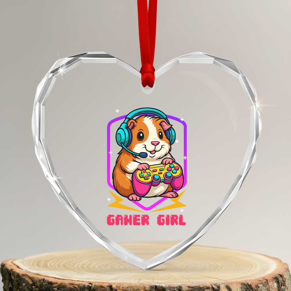 Guinea Pig Video Game Rodent Lover Heart Crystal Glass Ornament Funny Gamers Girl Gift TS12 Transparent Glass 3'' Heart Print Your Wear