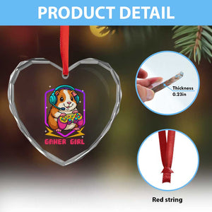 Guinea Pig Video Game Rodent Lover Heart Crystal Glass Ornament Funny Gamers Girl Gift TS12 Print Your Wear
