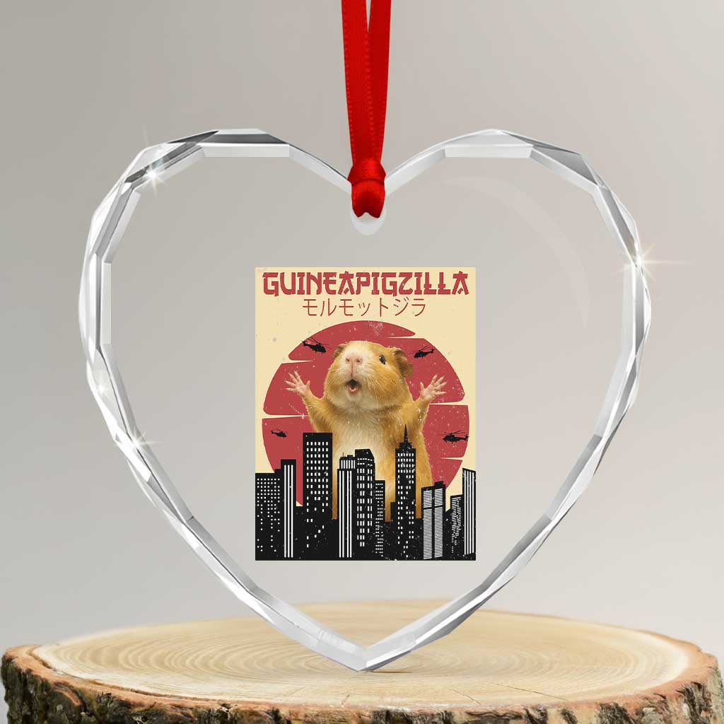 Guineapigzilla Giant Heart Crystal Glass Ornament Funny Guinea Pig Monster Tokyo Japan Gift TS12 Transparent Glass 3'' Heart Print Your Wear