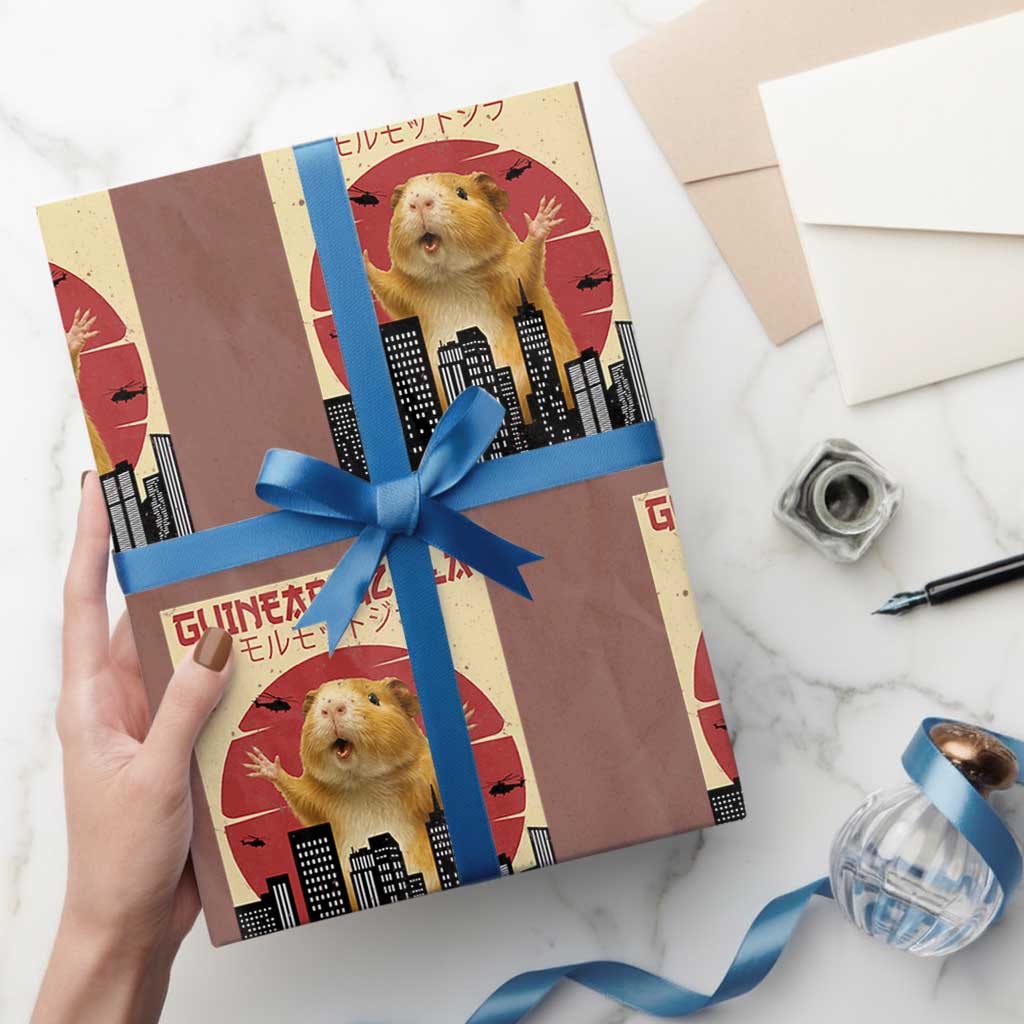 Guineapigzilla Giant Wrapping Paper Roll Funny Guinea Pig Monster Tokyo Japan Gift TS12 Mocha Print Your Wear