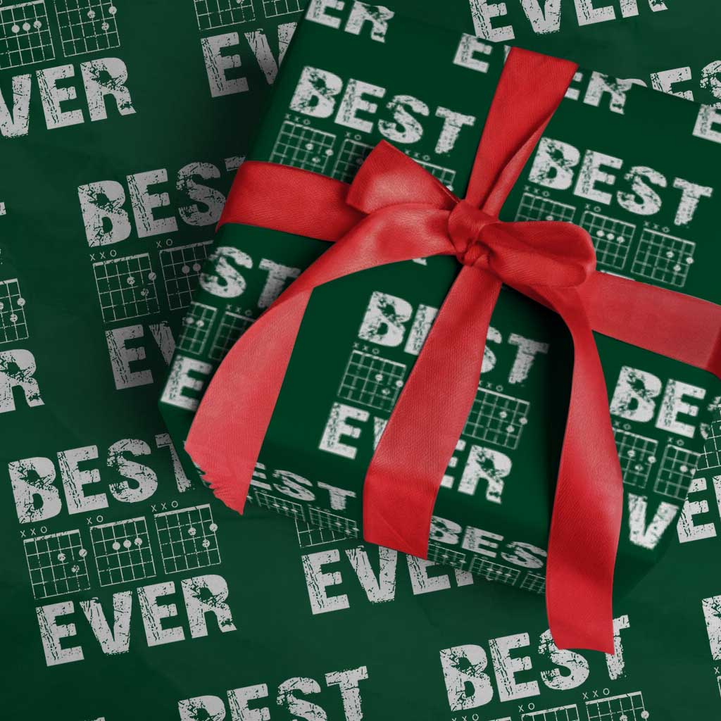 Guitar Father Wrapping Paper Roll Funny Best Dad Ever D A D Chord Gifts Guitarist Papa TS11 Green Print Your Wear