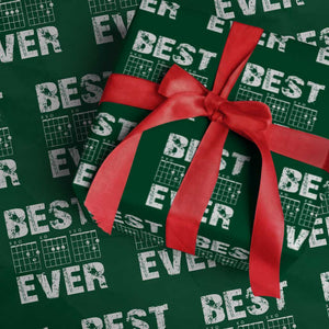 Guitar Father Wrapping Paper Roll Funny Best Dad Ever D A D Chord Gifts Guitarist Papa TS11 Green Print Your Wear