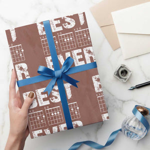 Guitar Father Wrapping Paper Roll Funny Best Dad Ever D A D Chord Gifts Guitarist Papa TS11 Mocha Print Your Wear