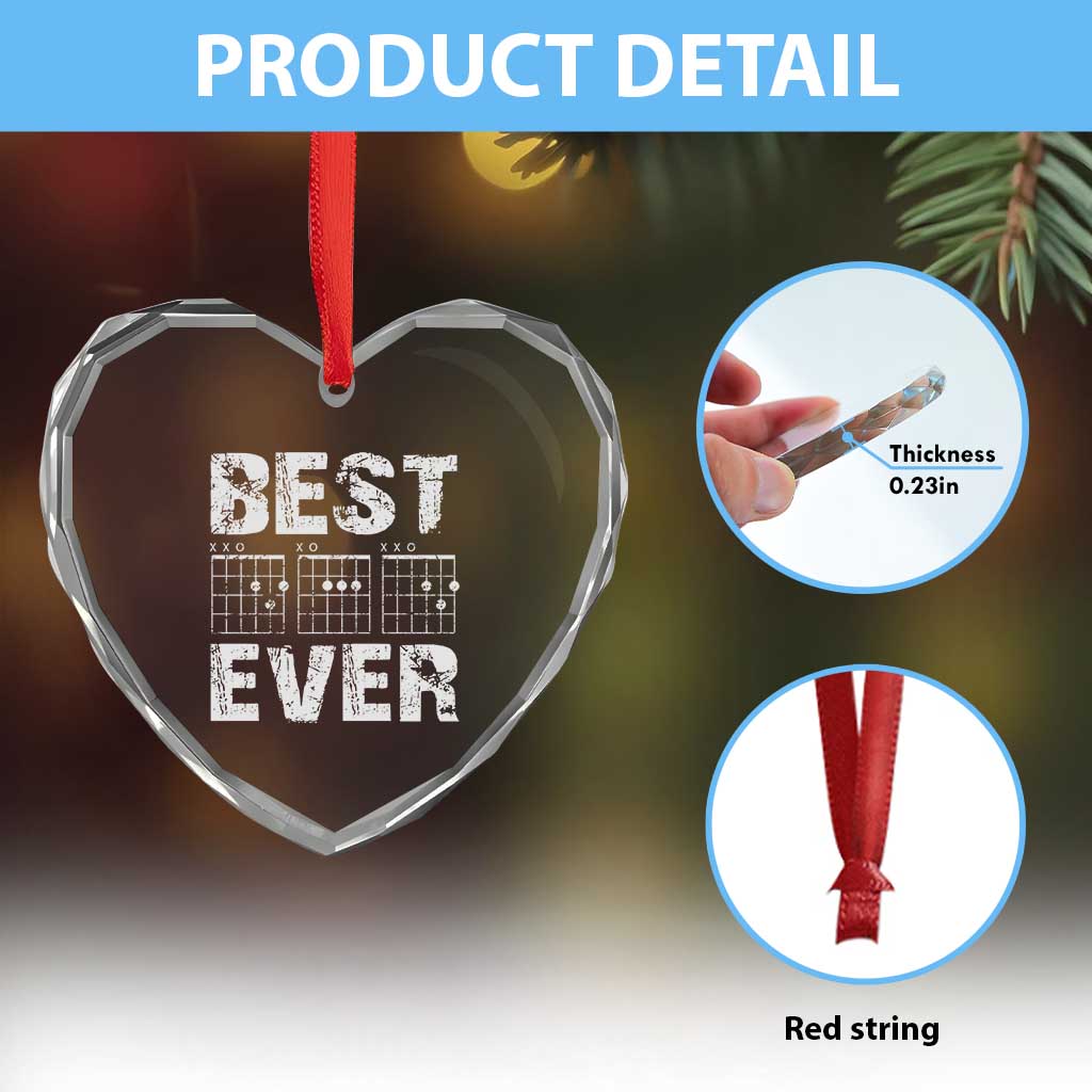 Guitar Father Heart Crystal Glass Ornament Funny Best Dad Ever D A D Chord Gifts Guitarist Papa TS11 Print Your Wear