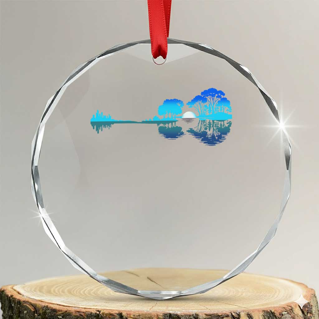Guitar Lake Crystal Glass Ornament Retro Tree Shadow Acoustic Guitarist Musician TS10 Transparent Glass 3'' Circle Print Your Wear