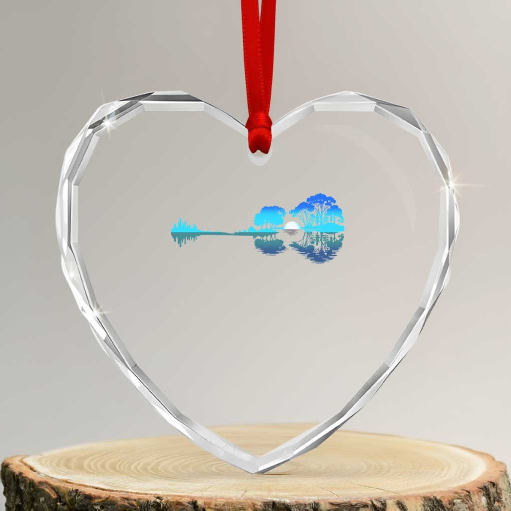 Guitar Lake Heart Crystal Glass Ornament Retro Tree Shadow Acoustic Guitarist Musician TS10 Transparent Glass 3'' Heart Print Your Wear