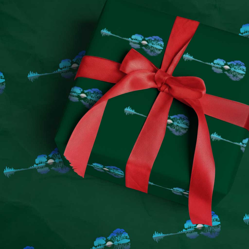 Guitar Lake Wrapping Paper Roll Retro Tree Shadow Acoustic Guitarist Musician TS10 Green Print Your Wear