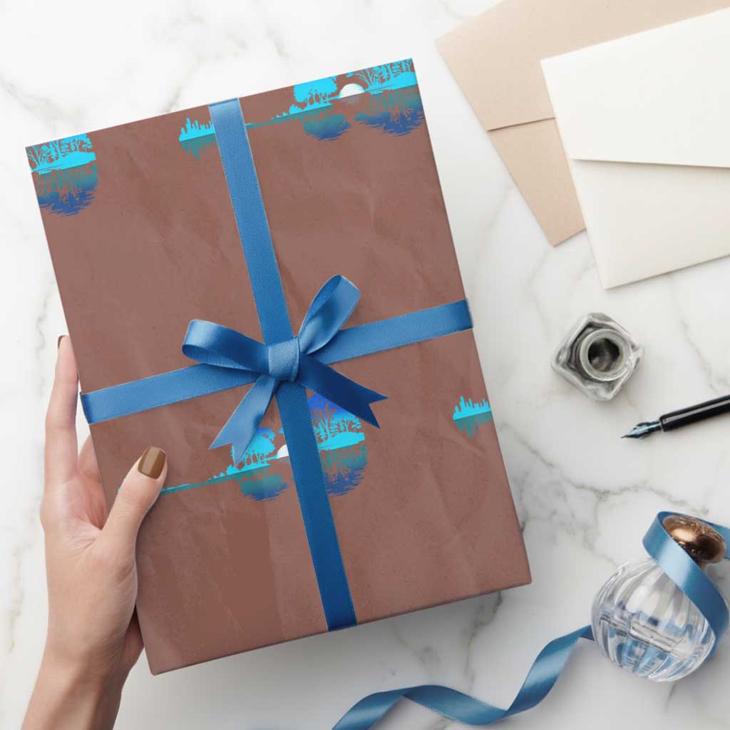 Guitar Lake Wrapping Paper Roll Retro Tree Shadow Acoustic Guitarist Musician TS10 Mocha Print Your Wear