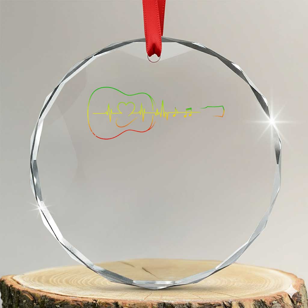 Guitar Rastafari Heartbeat Crystal Glass Ornament Jamaica ECG Pulse Rasta Reggae Music Vibes TS10 Transparent Glass 3'' Circle Print Your Wear