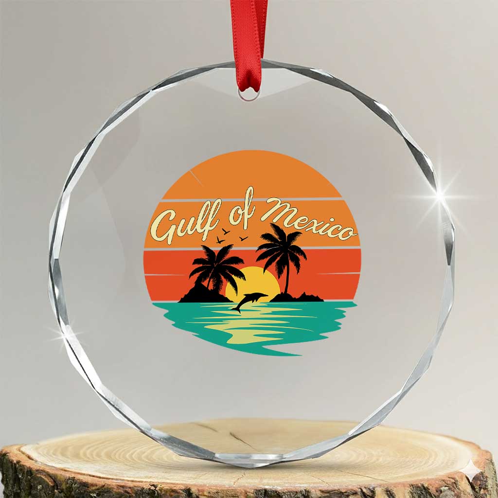 Gulf Of Mexico Crystal Glass Ornament Forever Beach Palms Summer Vacation TS02 Transparent Glass 3'' Circle Print Your Wear