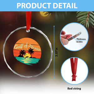 Gulf Of Mexico Crystal Glass Ornament Forever Beach Palms Summer Vacation - Print Your Wear