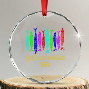 Gulf of Mexico Crystal Glass Ornament Golfo de México 1550 Retro Tuna TS02 Transparent Glass 3'' Circle Print Your Wear