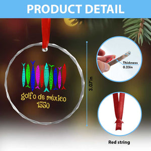 Gulf of Mexico Crystal Glass Ornament Golfo de México 1550 Retro Tuna TS02 Print Your Wear