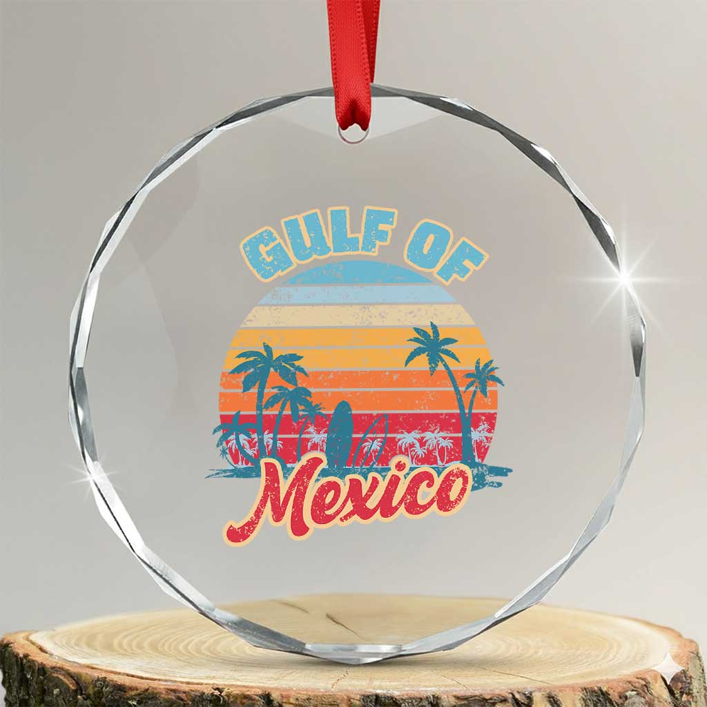Gulf of Mexico Crystal Glass Ornament Retro Vintage Beach TS10 Transparent Glass 3'' Circle Print Your Wear